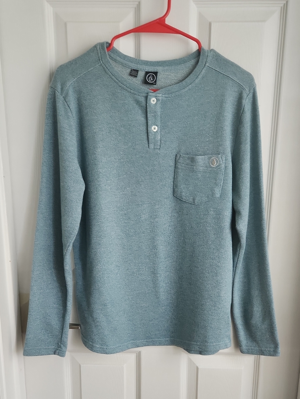 Volcom Men's Teal Henley Long Sleeve Top